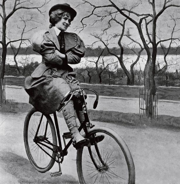 Список правил этикета для жeнщин на велосипеде, 1895 год. Ничего не бойтесь. Не падайте в обморок на дороге. Не надевайте мужской шляпы. Не надевайте подвязки. Не забудьте взять с собой сумку с