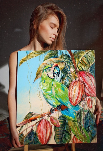 Необычные текстурированные картины Анастасия Аблогина работает в своем особенном фактурном стиле, передает яркую энергию естественного мира густыми мазками и яркими сочетаниями ярких цветов.