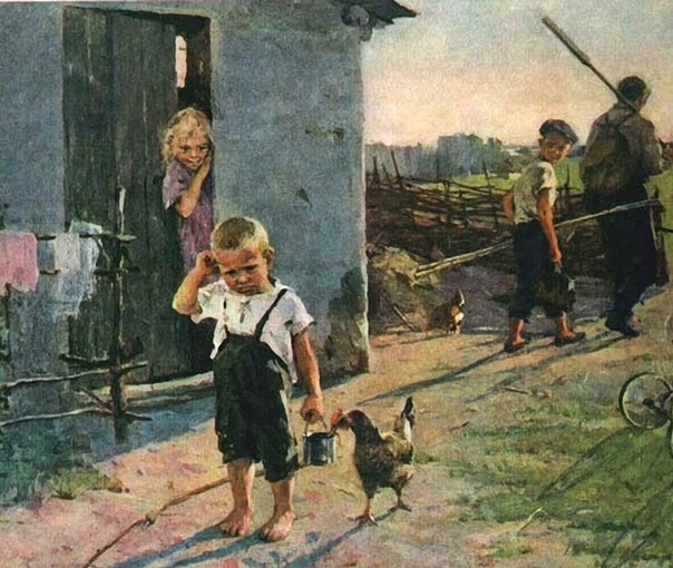 Картина «Не взяли на рыбалку», 1955 год. Художник: Ксения Успенская-Кологривова
