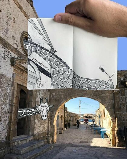 Дополненная реальность: игривые зарисовки Пьетро Катауделла Часть 2.Пьетро Катауделла документирует свои путешествия интересным способом: художник создает своего рода фото-рисунок. Его проект