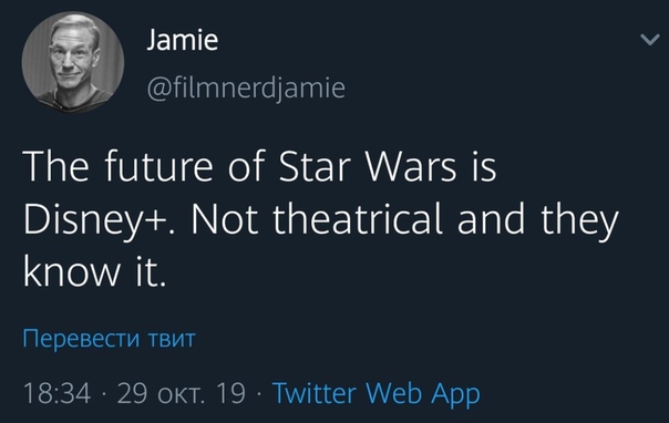 «Будущее «Звездных войн» Disney Plus. Не кинотеатры, и студия понимает это». Согласны с этим утверждением