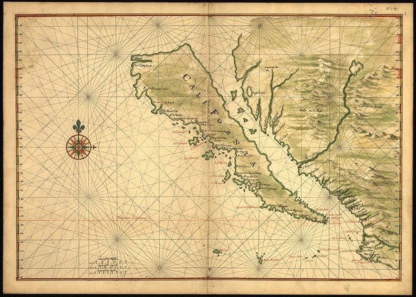 Карта Калифорнии XVII века. Территория изображена как остров 