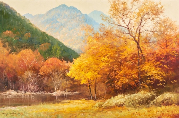 ...Осень положила свои краски. Художник Robert W. Wood(American, 1889-1979)... Роберт Уильям Вуд (4 марта 1889 года - 14 марта 1979 года) был американским пейзажистом. Он родился в Англии,