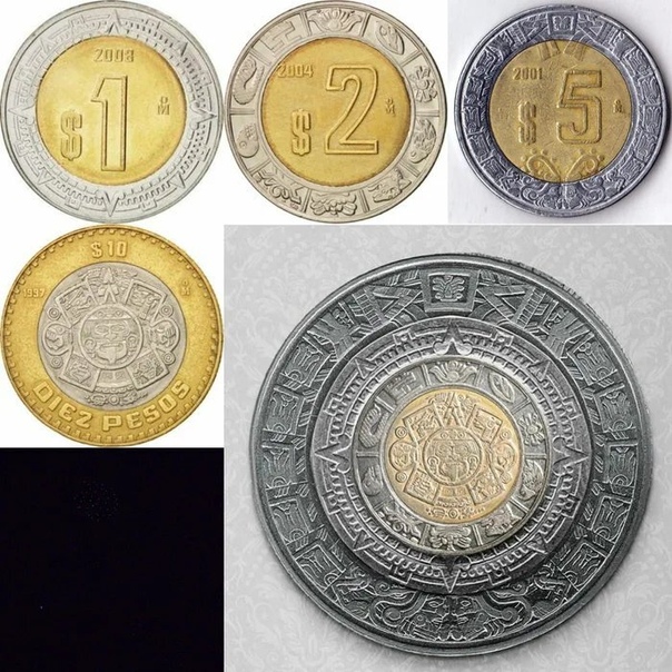 Если все мексиканские монеты сложить вместе, то они составят календарь ацтеков