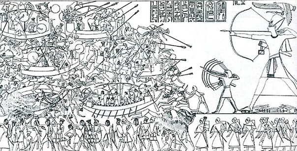 Рамзес III рано встретился с проблемой вторжений, появившейся на пятом году его правления, когда мирная миграция внезапно переросла в нашествие Ливийские племена, кочевники-африканцы из